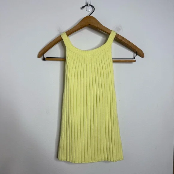 Anthropologie Canary Yellow Zadkine Ribbed Knit Sweater Tank Size XS Linen Blend - Picture 4 of 16